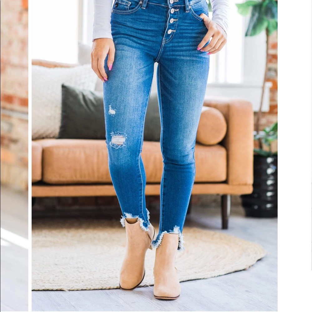 Jersey Button Fly Kancan NWT SIZE 9 medium denim wash